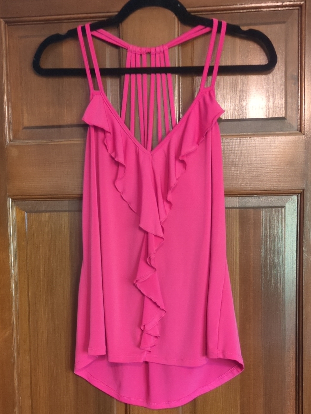 Socialite Hot Pink Ruffle Front Strappy Camisole